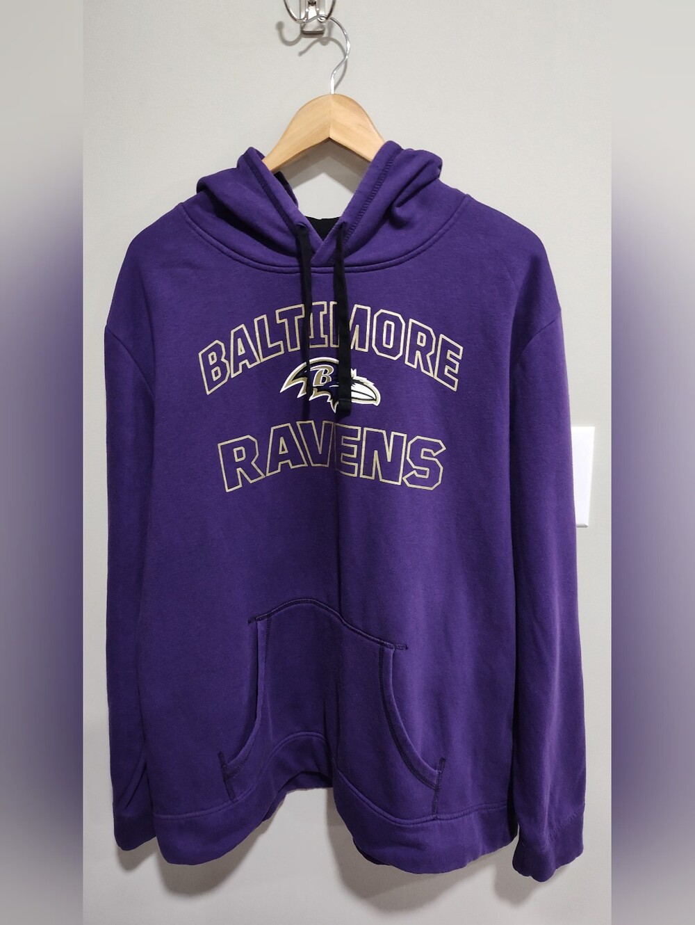 Baltimore Ravens NFL Men's 2XL Fanatics Purple Logo Fleece Hoodie Sweatshirt